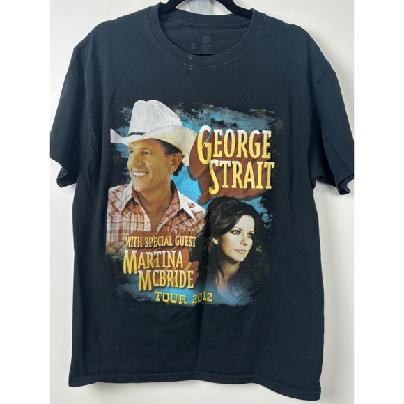 George Straight And Martina McBride Concert Shirt 2012 Tour Sz L Large Black A7 - Picture 1 of 6